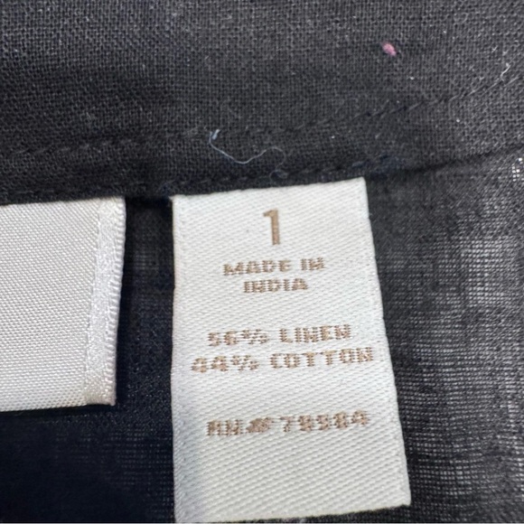 Chico's Sz 1 Women's Black Beaded Linen Blend Pullover Blouse Top Sz 8 - Picture 8 of 11